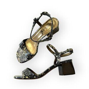 Lanvin Printed Snake Sandal,  Blue, white, yellow,  Size 39 EU, Mid‎ heel